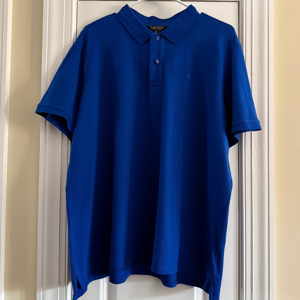 Lauren Ralph Lauren women's royal blue pique polo shirt size 3X.